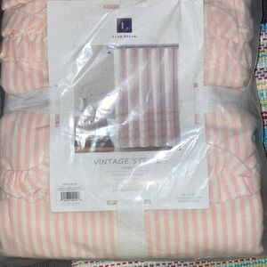 Lux Vintage Stripe pink & white 100% cotton shower curtain  made by Lush decor